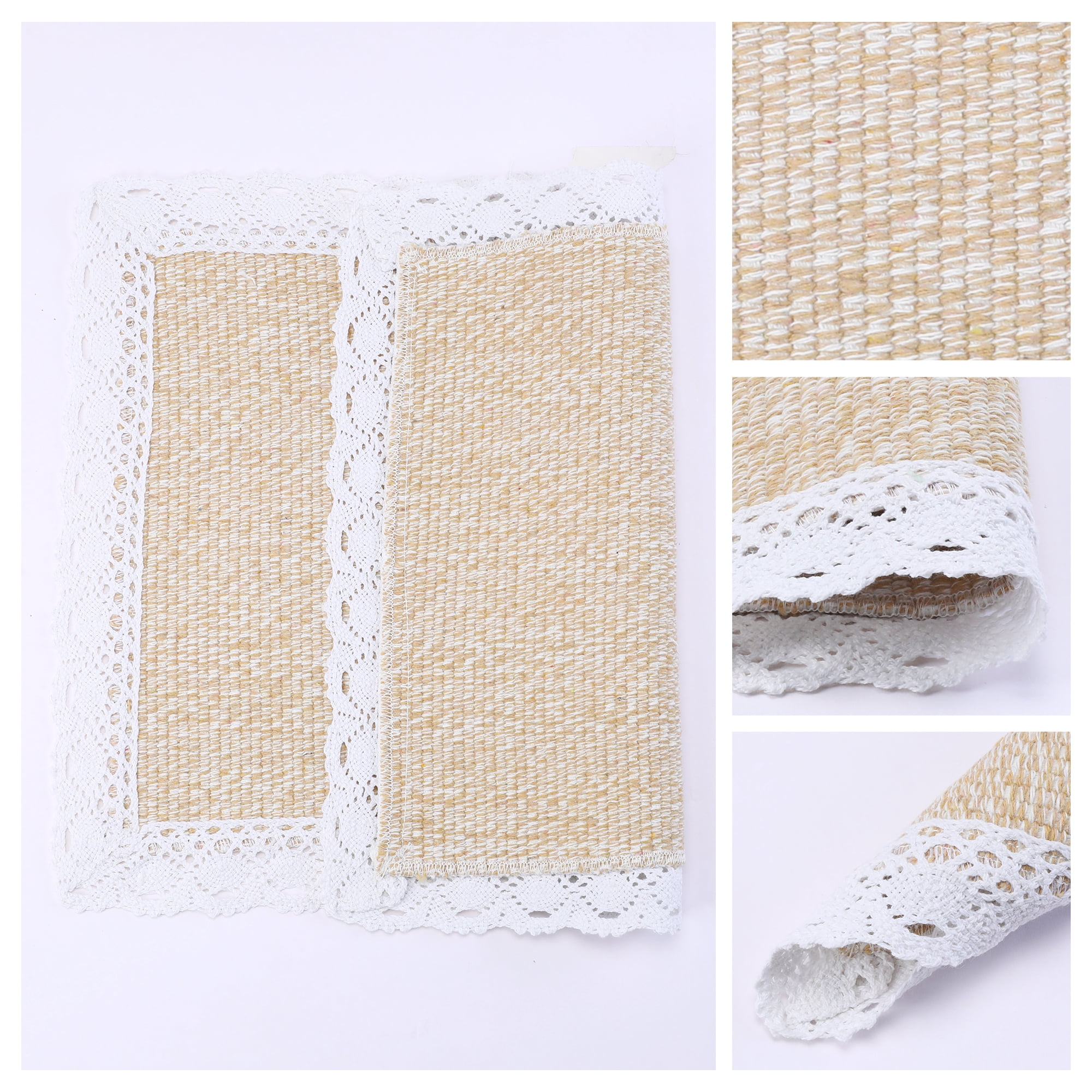 Unique Bargains Rustic Set of 4 Rectangle Woven Placemats Green 17.7x11.8inch