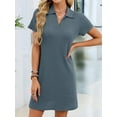 thumbnail image 4 of Women T Shirt Summer Dress Casual Business Mini Loose V-Neck Short Sleeve Dresses Blue XXL, 4 of 10