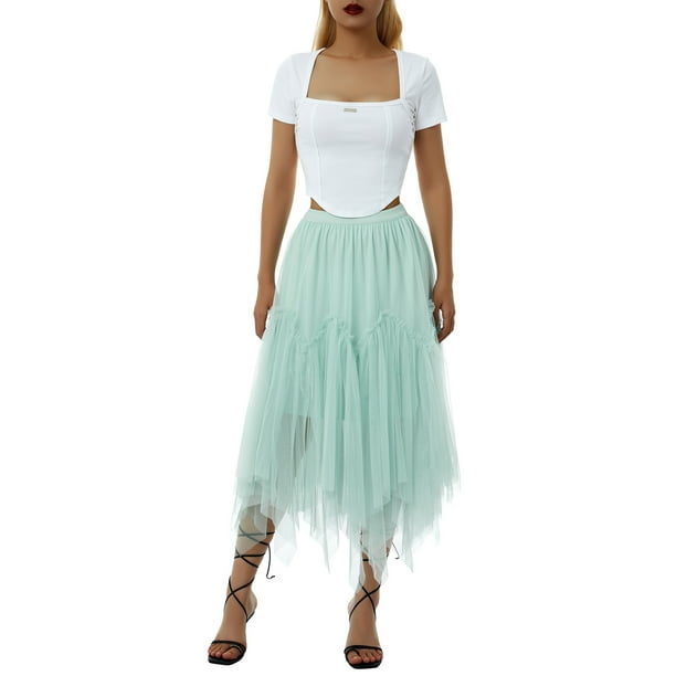 Women's Mesh Layered Pleated Irregular Tulle Skirt,Fashionable Sexy Mesh  Skirt (Color : Black, Size : One Size) : : Clothing, Shoes &  Accessories