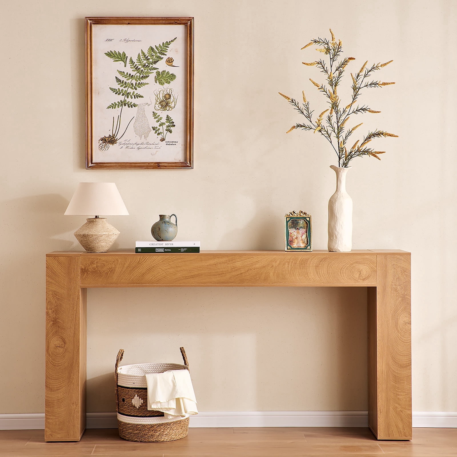 Hearthlight Home 63-Inch Long Console Table, Farmhouse Wooden Sofa Table Behind The Couch, Entryway Table for Entrance, Hallway, Living Room