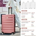 thumbnail image 2 of 3 Piece Hard Shell Luggage Set with 4 360° Spinner Wheels & Retractable Handle, Scratch-Resistant ABS+PC Suitcases in Rose Gold for International Travel, 2 of 9