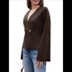 thumbnail image 3 of Cárdigan de Cuello en V para Mujer, Larga Acampanada, Botones, Frente Abierto, Suéter de Punto Holgado, Blazer de Otoño Café M, 3 of 10