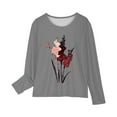 thumbnail image 4 of Ugoldhm Girls Tops Crewneck Fashion Floral Print Shirts Fall Long Sleeve Tees 3-13 Years, 4 of 5