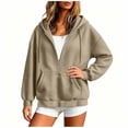 thumbnail image 4 of Trikvn Women's Quarter Zip Pullover Hoodie Textured Long Sleeve Sweatshirt Casual Drop Shoulder Hooded Tops with Kangaroo Pocket Fall Fashion Athletic Wear, 4 of 6