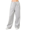 thumbnail image 5 of COUVER Women’s Cozy Fleece Wide-Leg Sweatpants with Drawstring and Pockets, Heather Grey, Large, 1 Pair, 5 of 6