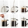 thumbnail image 6 of OVENTE French Press Coffee Maker, 34oz Heat Resistant Borosilicate Glass, BPA-Free Brewing Pot with 4-Level Filter System and Stainless Steel Plunger for Cold Brew Coffee, Tea and More, Clear FGC34T, 6 of 10