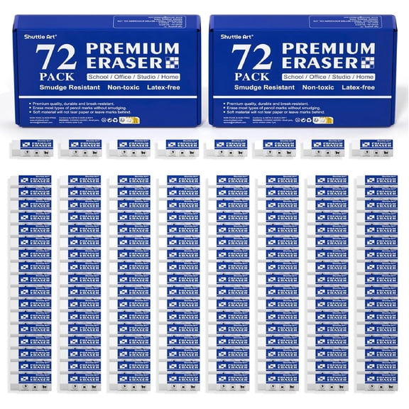 Erasers, Shuttle Art 144 Pack Premium Erasers Bulk, White Erasers Set Office Supplies