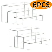 Display Risers Large Acrylic Risers Clear Rectangular Showcase Collectibles Display Shelf Retail Desktop Display Stand 6 Pcs