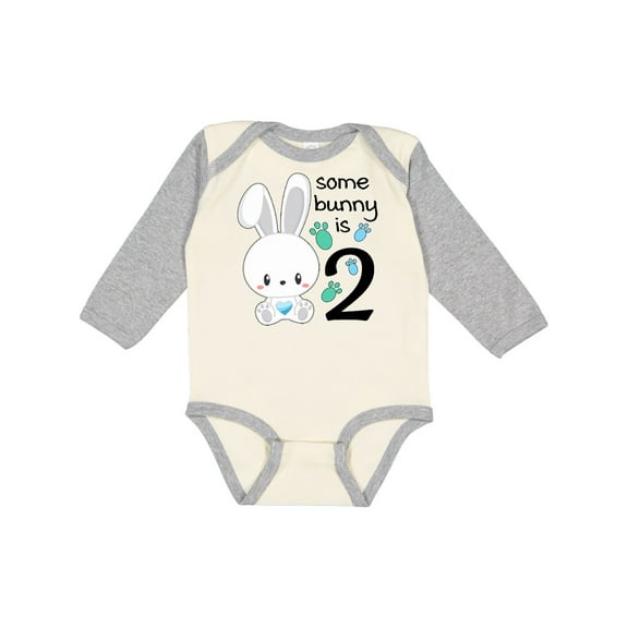 Inktastic Somebunny is Two-Second birthday bunny Boys or Girls Long Sleeve Baby Bodysuit