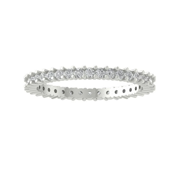 ARAIYA FINE JEWELRY Sterling Silver Round Diamond Eternity Band Ring (1 cttw, I2-I3 Clarity, I-J Color) Size 6