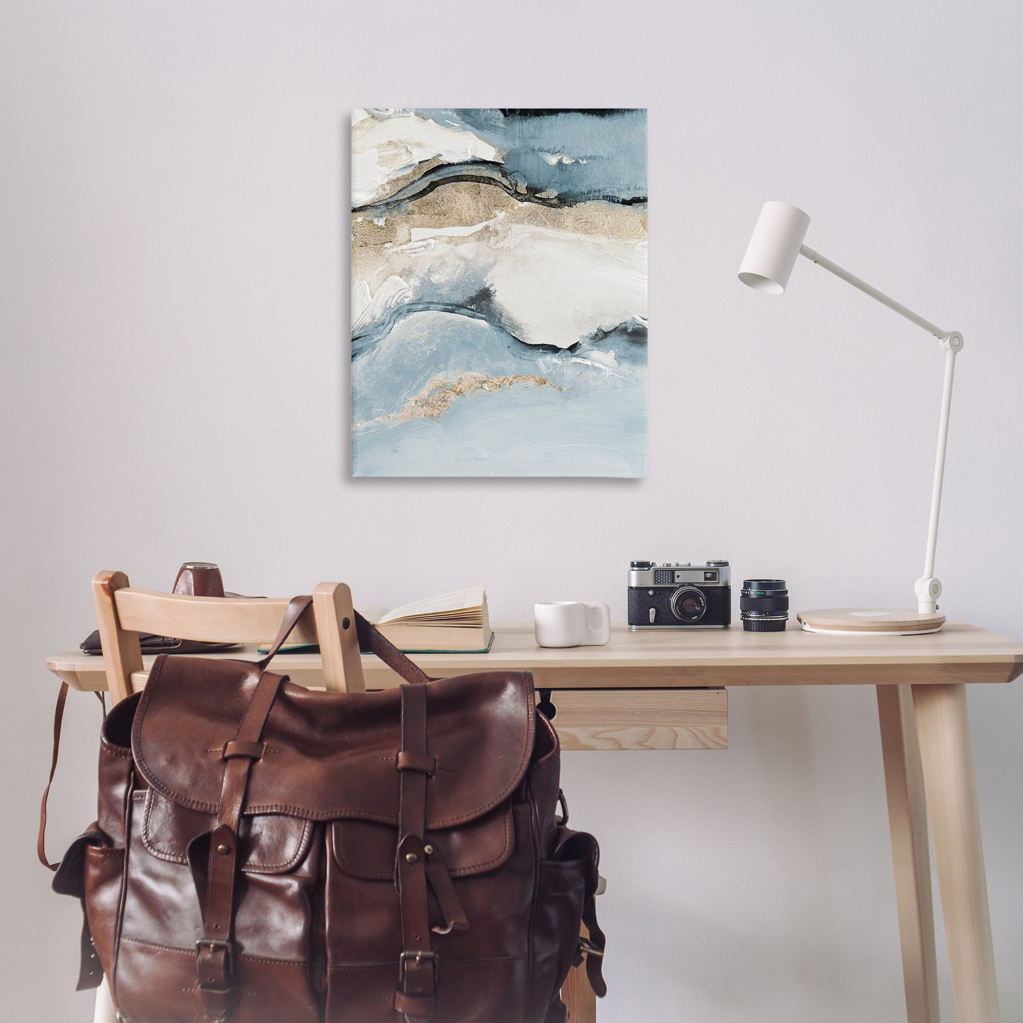 Stupell Industries Blue Organic Agate Pattern Abstract Painting Wrapped Canvas Art Print Wall Art, 30 x 40