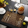 thumbnail image 3 of Brown Leopard Print Placemats Set of 6, Classic Abstract Animal Patterned Placemats for Dining Table, Place Mats for Kitchen Tabletop, Waterproof Wipeable Dining Table Mats Set, 3 of 9