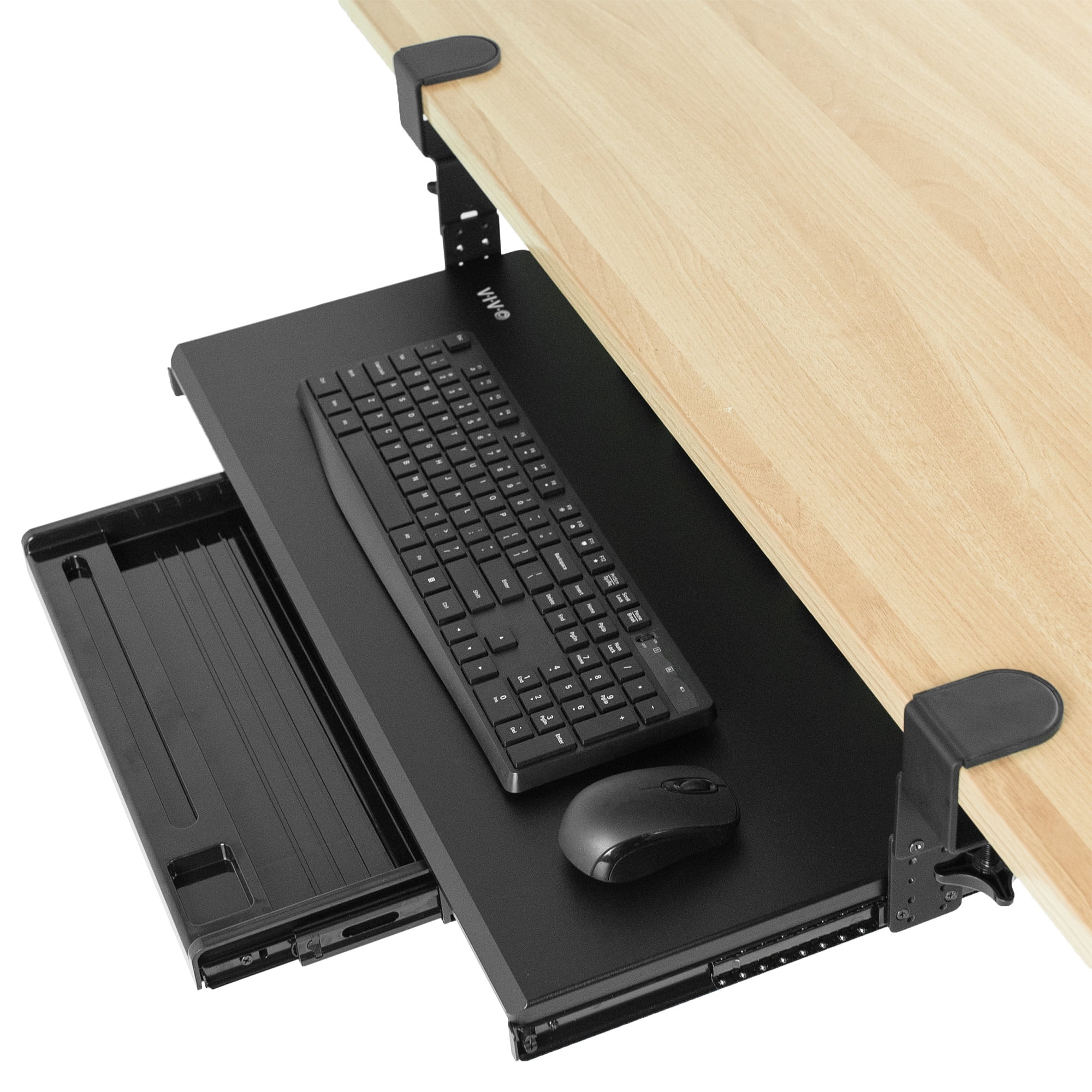 Vivo height adjustable clamp on computer keyboard tray with pencil