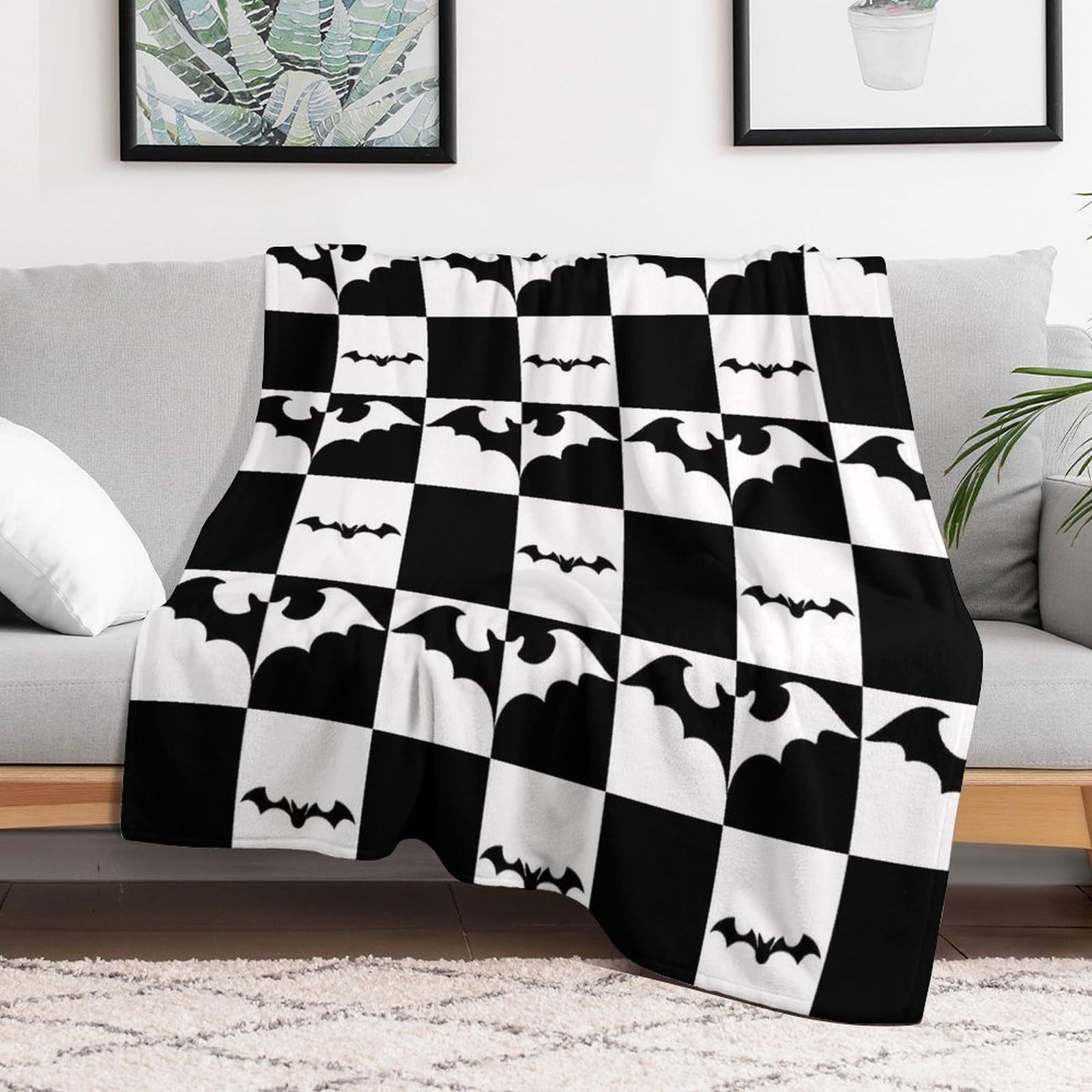 BSRAMZ Halloween Throw Blanket – Cute Cat, Ghost, Witch & Spider Web Design, Flannel, Super Cozy, 60x90 Inches - View #10