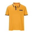 thumbnail image 1 of Camisas Elvqul de Hombre Economicas Amarillo Manga Corta con Solapa sin Estampado, 1 of 4
