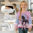 thumbnail image 6 of Garronmavis Black Horse Girls Long Sleeve T-Shirts 9-10 Loose Roses Kids Tie Front Long Sleeve Tees Top Lightweight Crewneck Pullover Blouse Versatile Fall Winter Athletic T-Shirts, 6 of 7