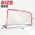thumbnail image 5 of BOHEN 12x6FT/9x5FT/6x4FT Portable Metal Soccer Goal for Backyard with Carry Bag - Fun for Outdoor Indoor Training Games for Kids Adult, for Easy Storage and Transportation (9x5FT, 1 Piece, Red), 5 of 8