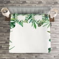 thumbnail image 3 of Ambesonne Plant Quilted Bedspread Set 3 Pcs, Jungle Themed Picture, Queen Size, Fern Green, 3 of 3