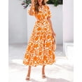 thumbnail image 3 of Vestido maxi floral casual con cuello en V para mujer, de Dress Dowerme, de verano, 3 of 9