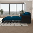 thumbnail image 3 of Tabaray 74.8" Queen Pull Out Sofa Bed, 3 in 1 Convertible Sleeper Sofa Futon Pullout Couch, Velvet Tufted Cloud Loveseat w 2 Pillows for Living Room Bedroom Apartment, Beige, Office, Guest Room Blue, 3 of 7