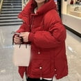 thumbnail image 4 of Lovskoo 2024 Womens Winter Coats Quilted Jacket Zipper Long Sleeve Hooded Cotton Padded Jacket Red, 4 of 6