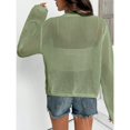 thumbnail image 3 of Women's Crochet Knit Cardigan Tie Front Long Sleeve Cropped Casual Sweater, 3 of 6