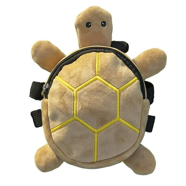 Dog Harness Backpack with Quick Release Buckle Zipper Closure Adjustable Cartoon Turtle-Shaped Pet Self Carrier Snack Bag