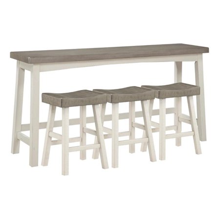 Casy 4pc Counter Height Table Set- 3 Contour Stools- White Brown Wood