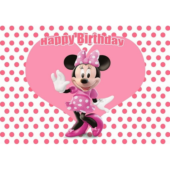 Minnie Birthday Party Banner,5 x 3ft Photography Background Vinyl Wall Decorations Supplies for Kids Boys Toddlers