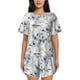 thumbnail image 1 of Fotbe Indigo Tie Dye Conjunto de Pijama Estampado para Mujer, 2 Piezas, Ropa de Dormir con Camiseta de Manga Corta y Shorts Suaves-X-Large, 1 of 6