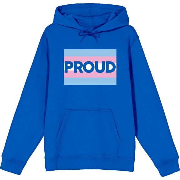 Pride Proud Trans Flag Blue Adult Long Sleeve Hoodie-3XL