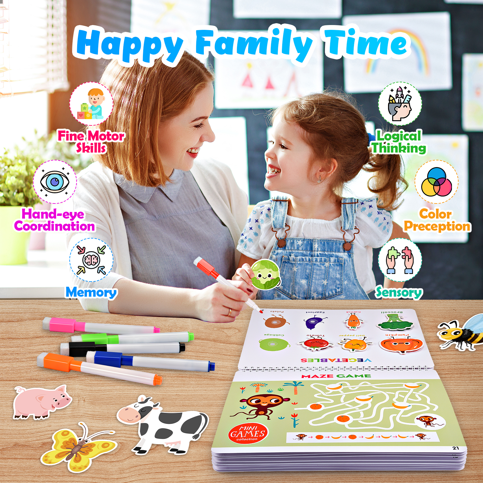 Busy Book for Toddlers 1-3, Preschool Learning Activities Sensory Educational Toys, 2 3 4 5 6 Year Old Girls Gifts, Early Learning Montessori Toys for 3-5 Year Old Boys Girls - image 3 of 8