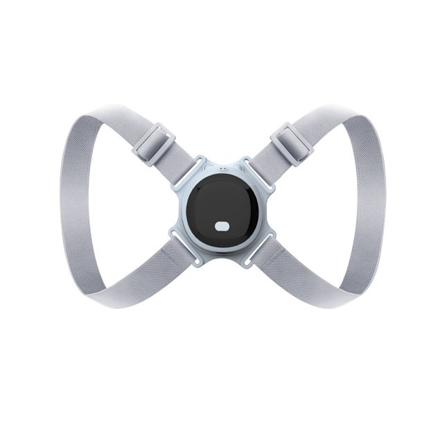 Corrector de postura para niños adultos con sensor inteligente Función de conteo de recordatorio de vibración Soporte ajustable para la parte superior de la espalda-Gris