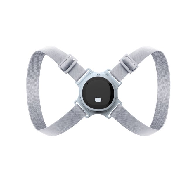 Corrector de postura para niños adultos con sensor inteligente Función de conteo de recordatorio de vibración Soporte ajustable para la parte superior de la espalda-Gris