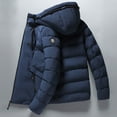 thumbnail image 4 of comerut Men Down Coat Hooded Padded Drawstring Warm Winter Quilted Down Coat for Daily Wear, 4 of 8
