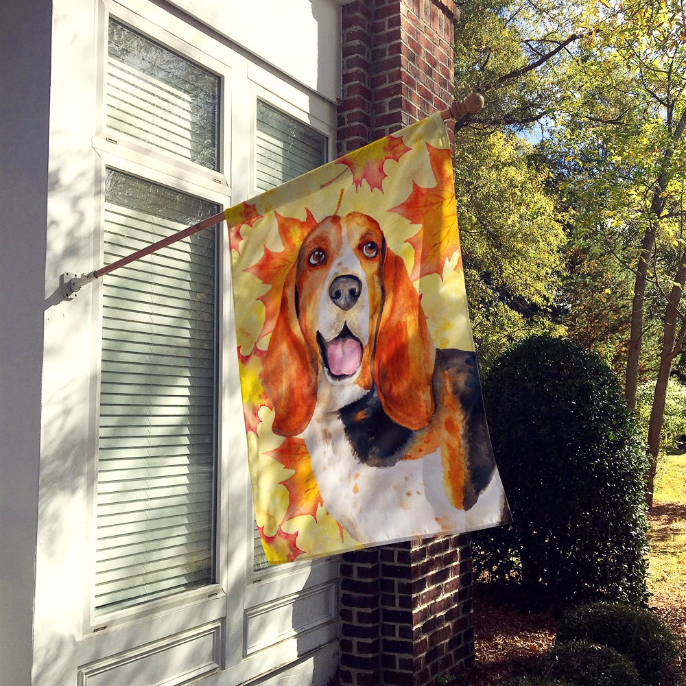 Carolines Treasures BB9965CHF Basset Hound Fall Flag Canvas House Size  Large multicolor