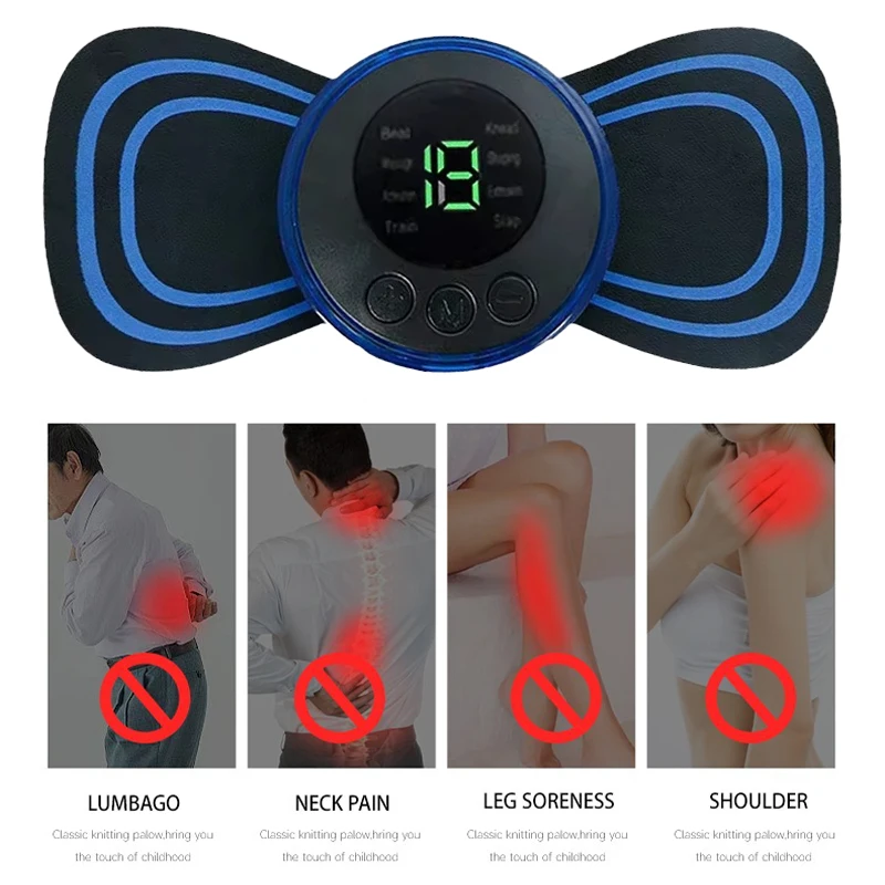Electric EMS Neck Massager Mini Cervical Back Patch Stimulator Massageador Mat Portable