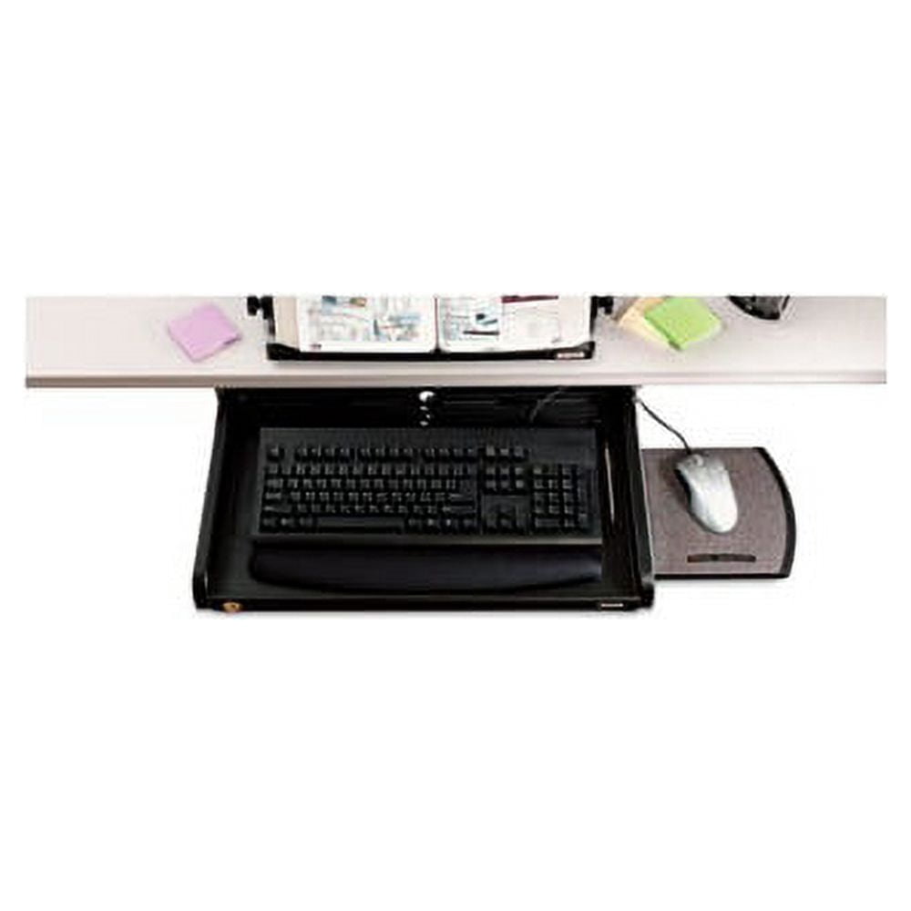 3M™ Underdesk Adjustable Keyboard Drawer With Wrist Rest, Black