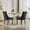 Black, variant on MAYEERTY Rayon Flocking Linen Dining Chairs - Channel Tufting, Curved Solid Wood Legs, Black, Set of 2