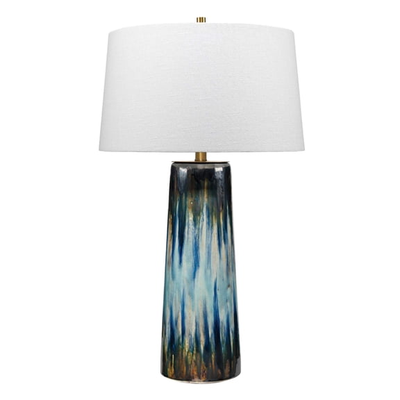 Maklaine Ceramic Blue Table Lamp Rectangular 30.5" Unassembled
