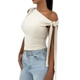 thumbnail image 2 of Women'S Ruched One Off the Shoulder Tank Tops Asymmetrical Neck Tie Shoulder Going Out Top XS, 2 of 9