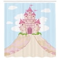 thumbnail image 3 of Ambesonne Cartoon Shower Curtain, Big Palace on Mountain, 69"Wx75"L, Pale Blue Beige and Pink, 3 of 3