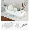 thumbnail image 2 of Split-Design Small Dish Drying Rack, Space-Saving Dish Drainer for Small Kitchen Countertops, Ideal for 1–2 Person Households or as a Secondary Rack, 9.5'' × 15.9'' × 4.9'', White, 2 of 9