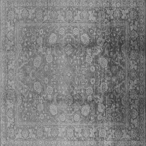 Ahgly Company Indoor Square Oriental Gray Industrial Area Rugs, 7' Square