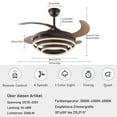 thumbnail image 2 of 42" Retractable Ceiling Fan Light LED 3 Color 6 Speed Chandelier Lamp +Remote, 2 of 18