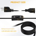Extension Cord with Switch 3Prong Indoor Black Extension Cord,1625W
