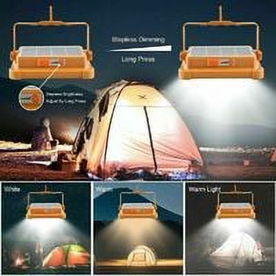 Rechargeable LED lamp of 100 W, 10000 lm, portable work light with solar panel, USB rechargeable lamp of 16500 mAh, for camping, construction site, garage, taller