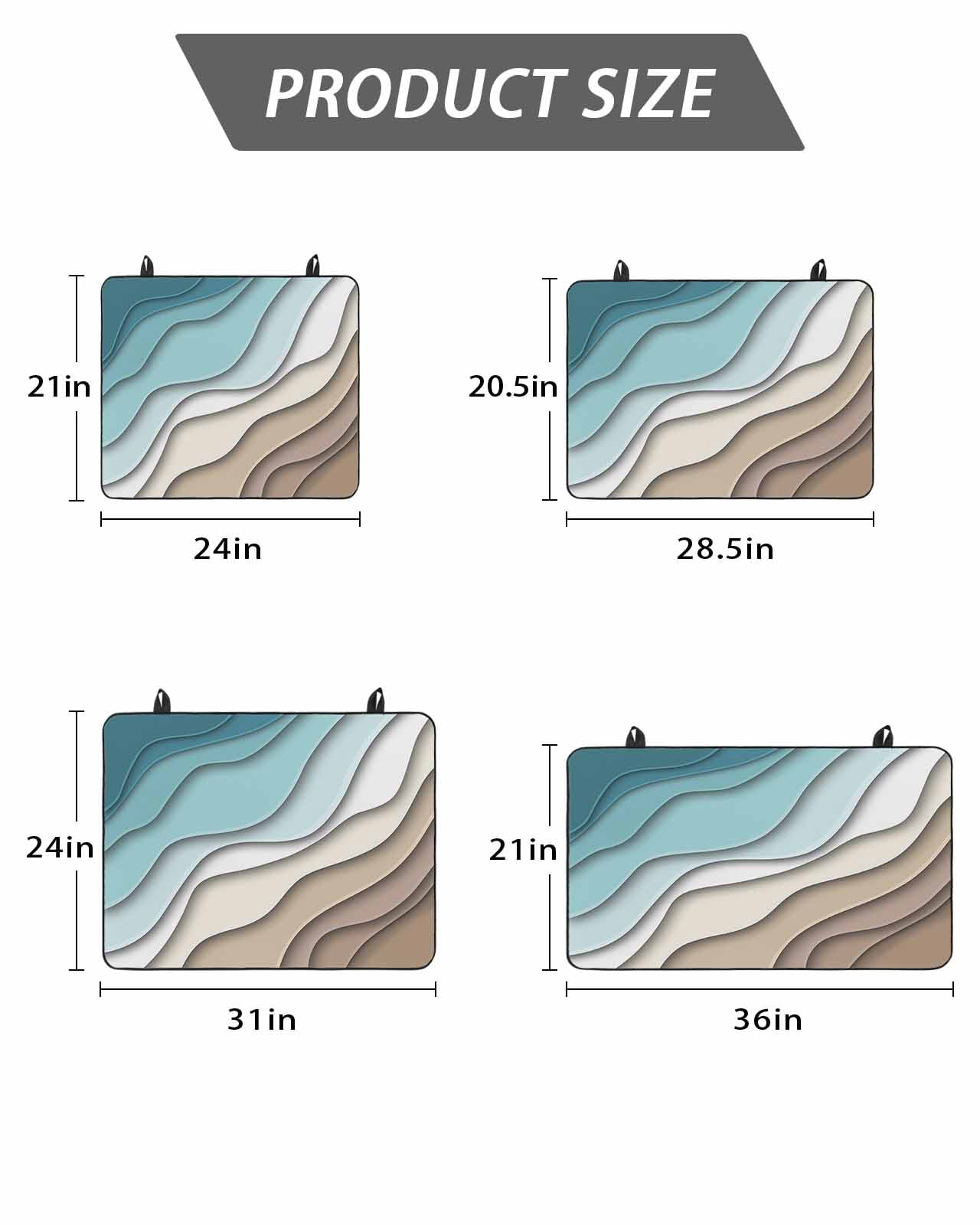 Stove Top Covers for Electric Stove, Teal Blue Ombre Cream Glass Stovetop Cover Protector, Modern Geometric Brown Aesthetic Induction Cooktop Protector Oven Mat for Kitchen Countertop 24"x21"