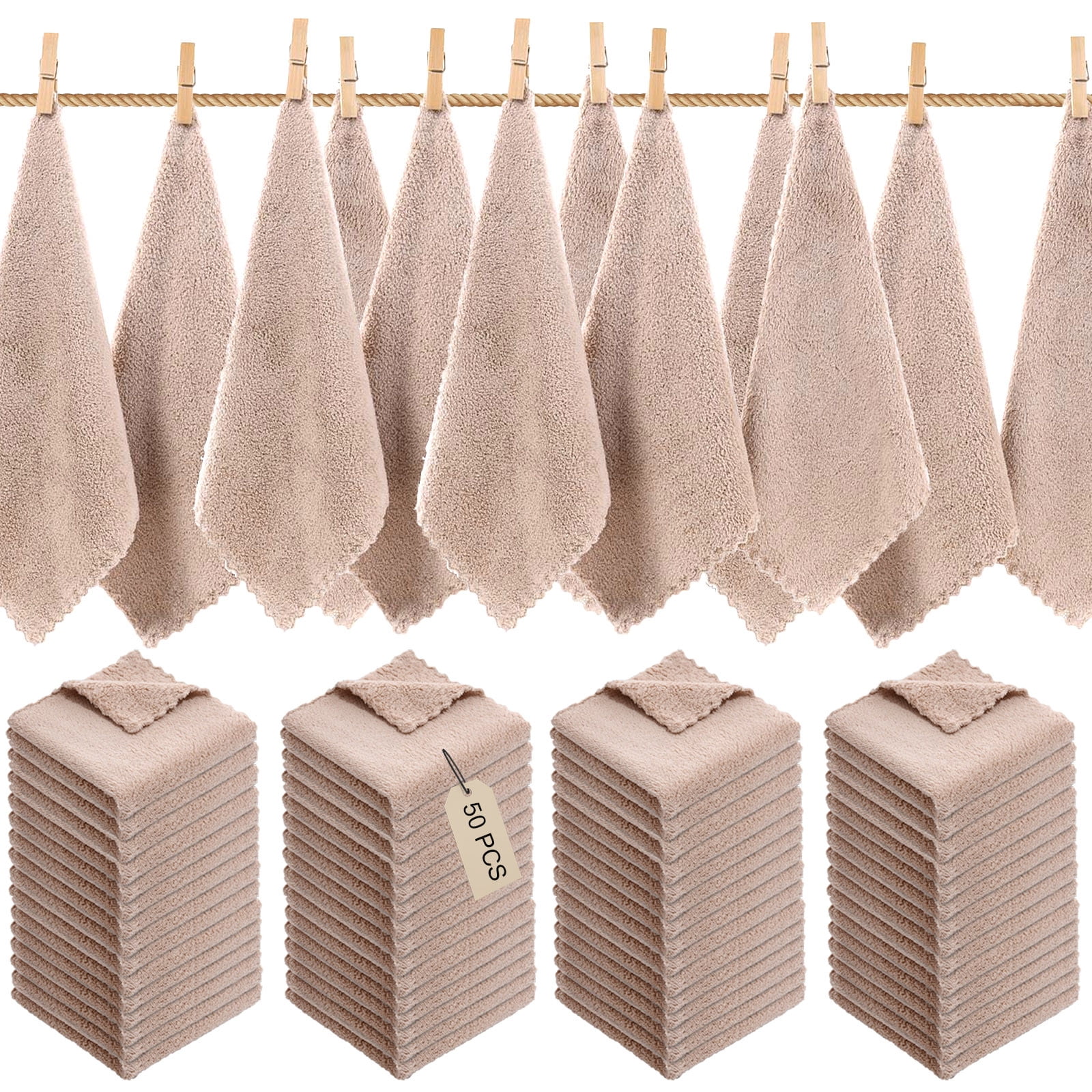 Beautynvta 50 Pcs Microfiber Washcloths, 12''x12'' Small Square Towel, Absorbent and Soft Face Towel, Multi-Purpose Bath Towels for Bathroom, Hotel, Spa and Gym