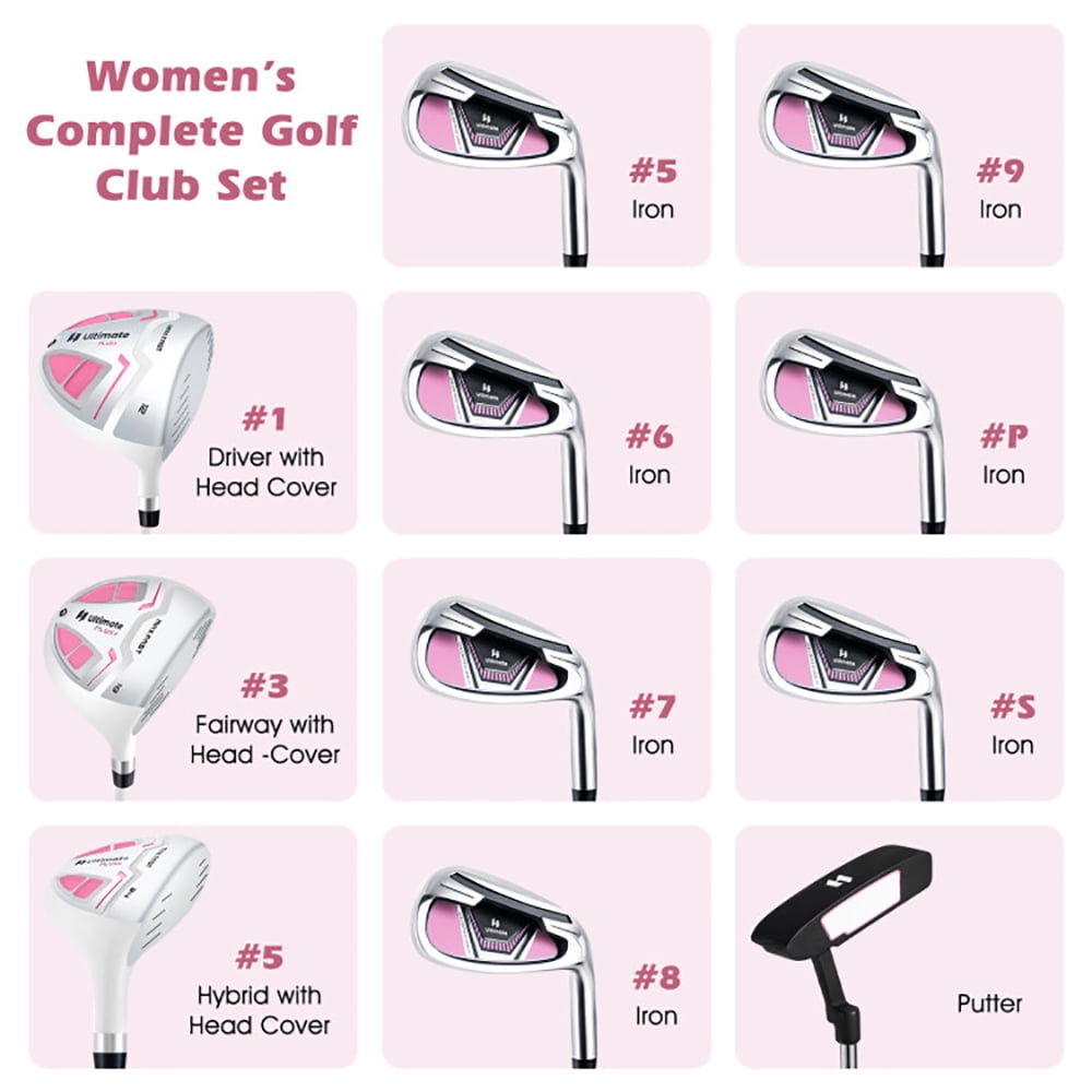 Barara King Golf Carry Bag Set ,Golf Cart Bag Set,Women's Complete Golf Club Set Right Hand with Rain Hood-Pink